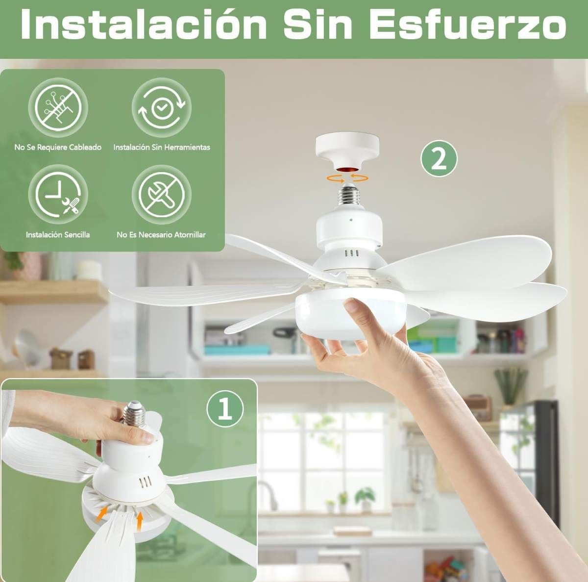 Airwit 52cm Silencioso Ventilador de Techo con Luz LED y Mando de Amazon