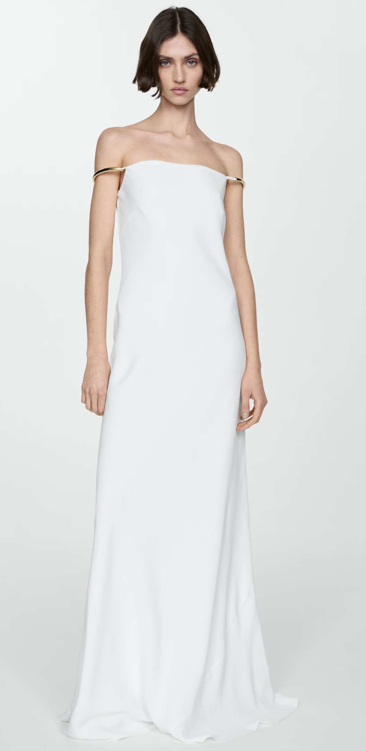 Vestido tirantes detalle metálico de Mango