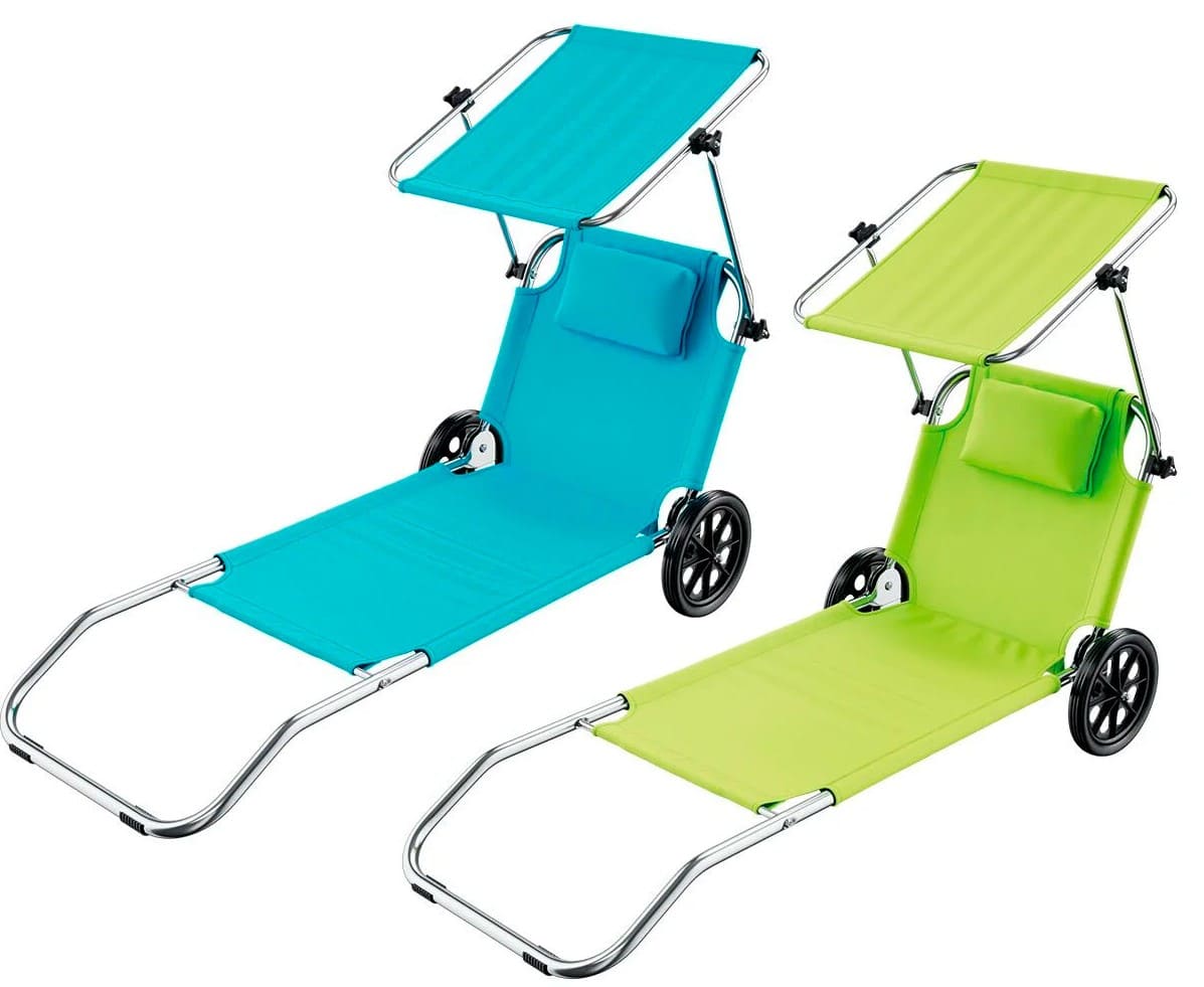 Tumbona de playa y carrito de transporte