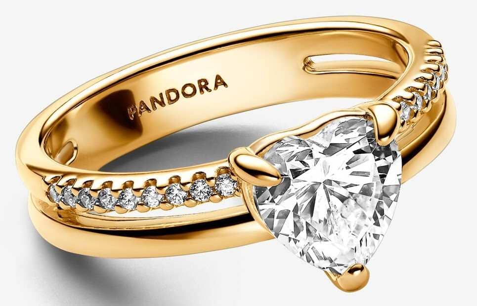 Anillo Corazón Doble Banda de Pandora