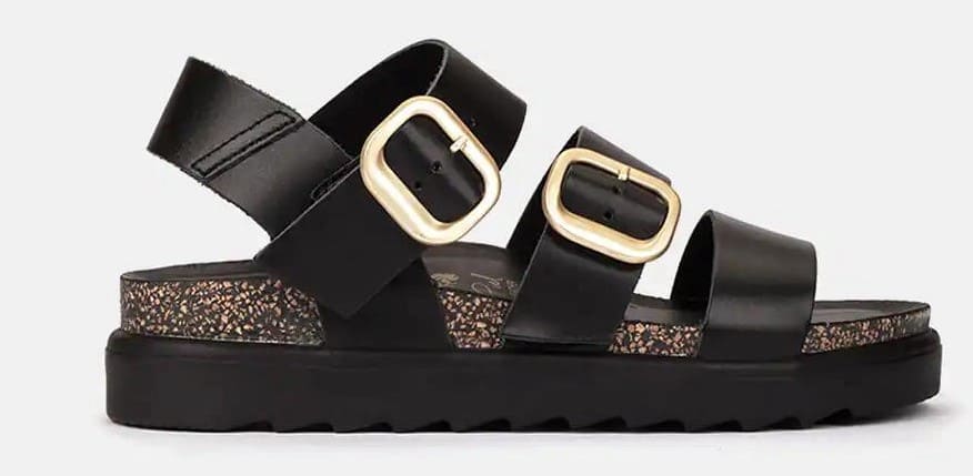 Sandalias planas Túnez de piel con hebillas y piso estampado Yokono