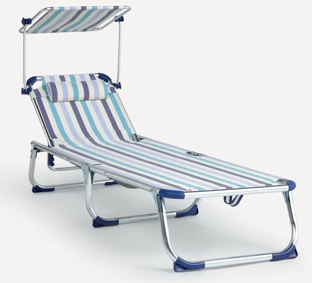 Tumbona plegable con parasol Fresh Campo y Playa