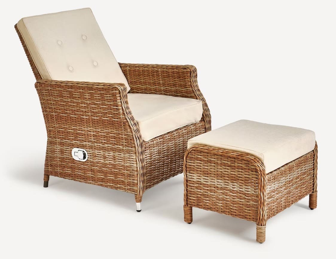 El sillón de jardín reclinable con reposapiés Le Mans de El Corte Inglés