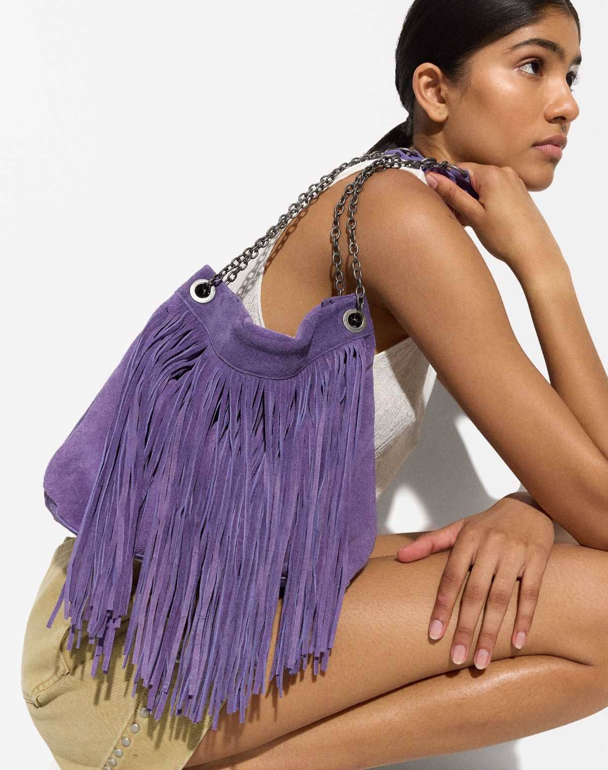 Bolso de piel con flecos de Parfois