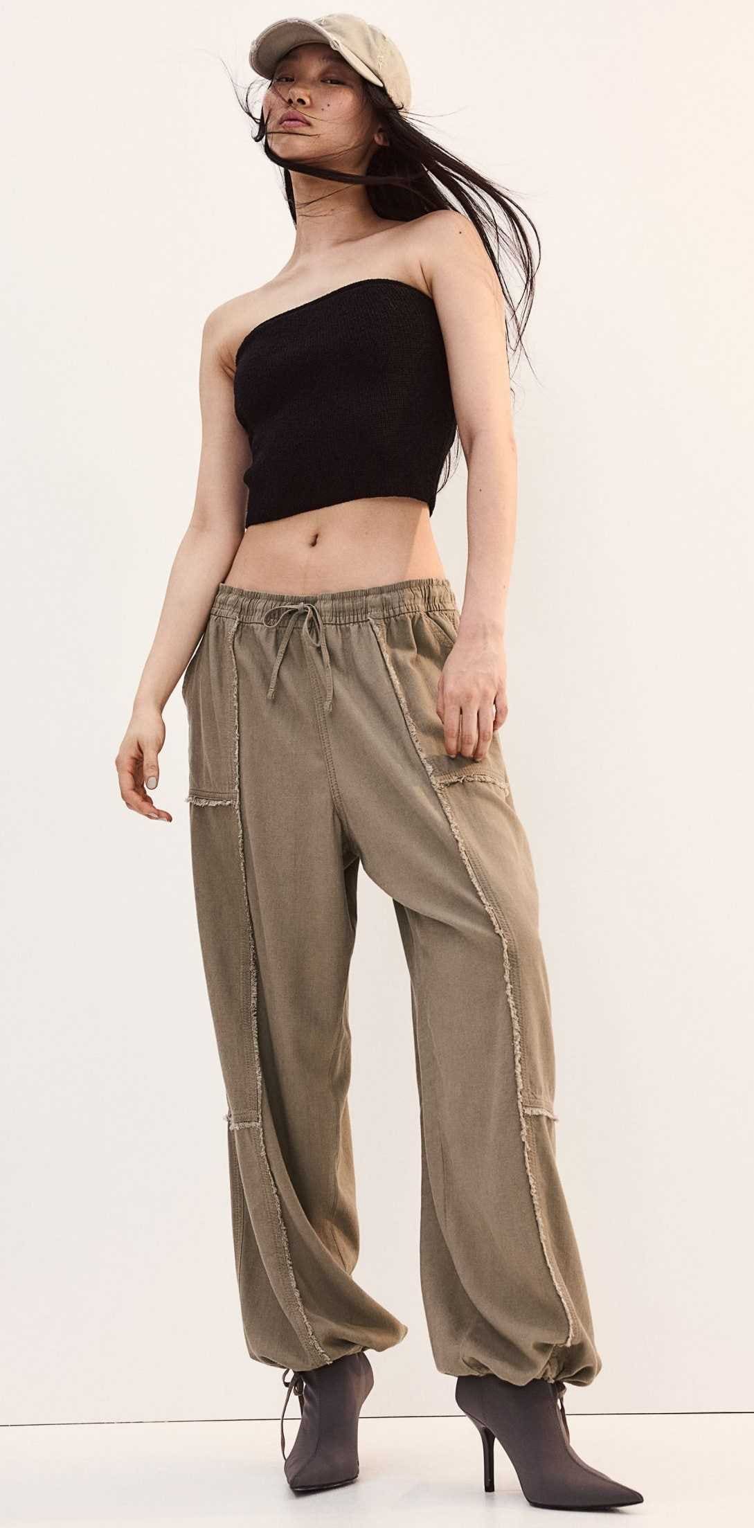 Pantalón parachute de mezcla de lino de H&M