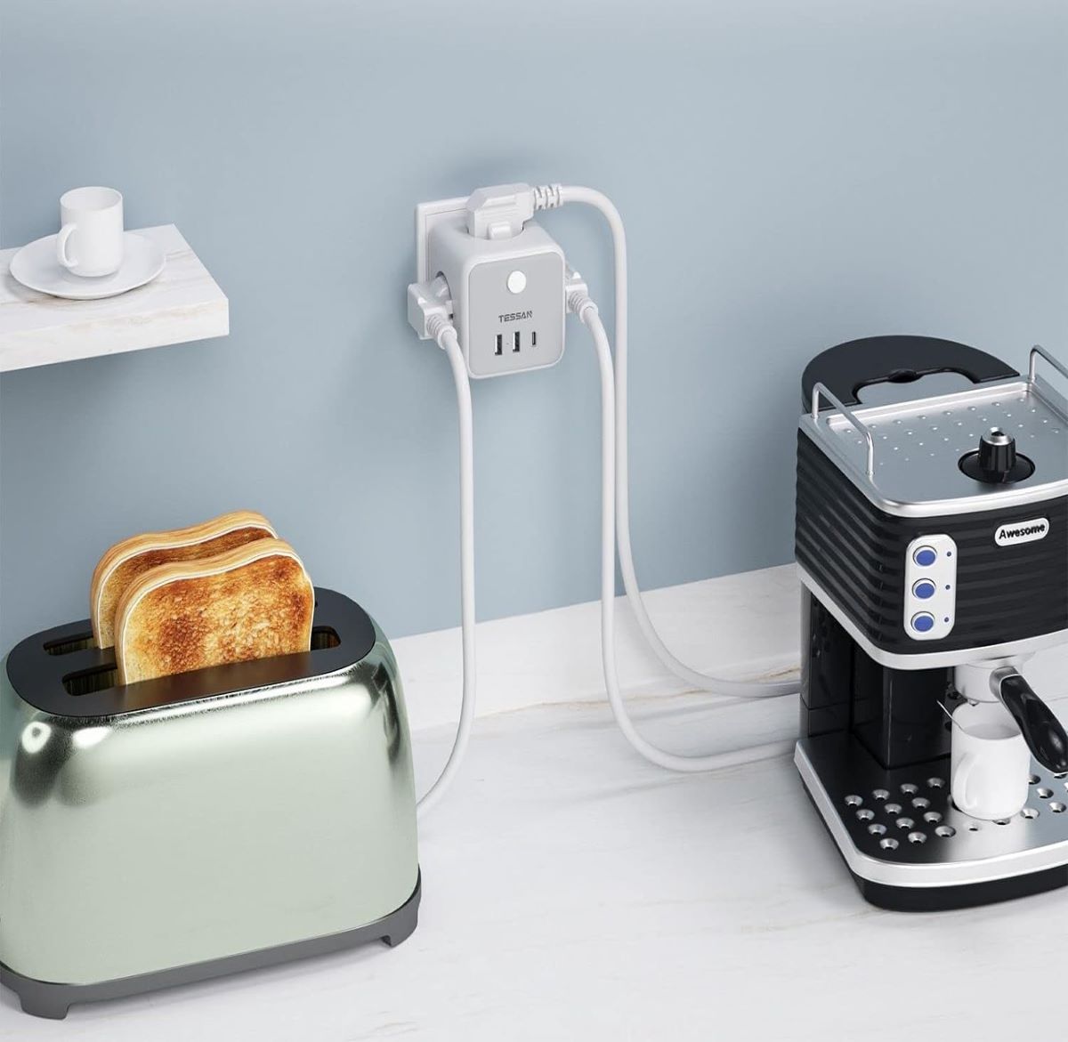 Enchufe con diseño en cubo 6 en 1 TESSAN de Amazon