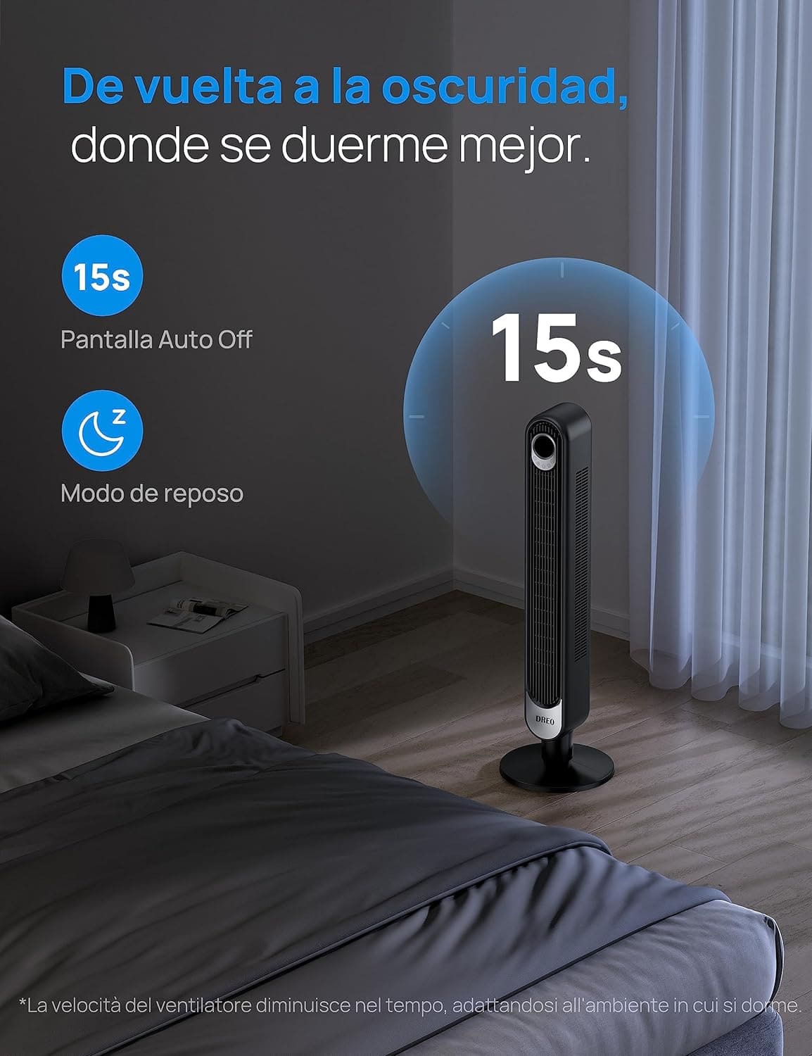 El ventilador de torre con mando a distancia y seis velocidades Dreo en Amazon