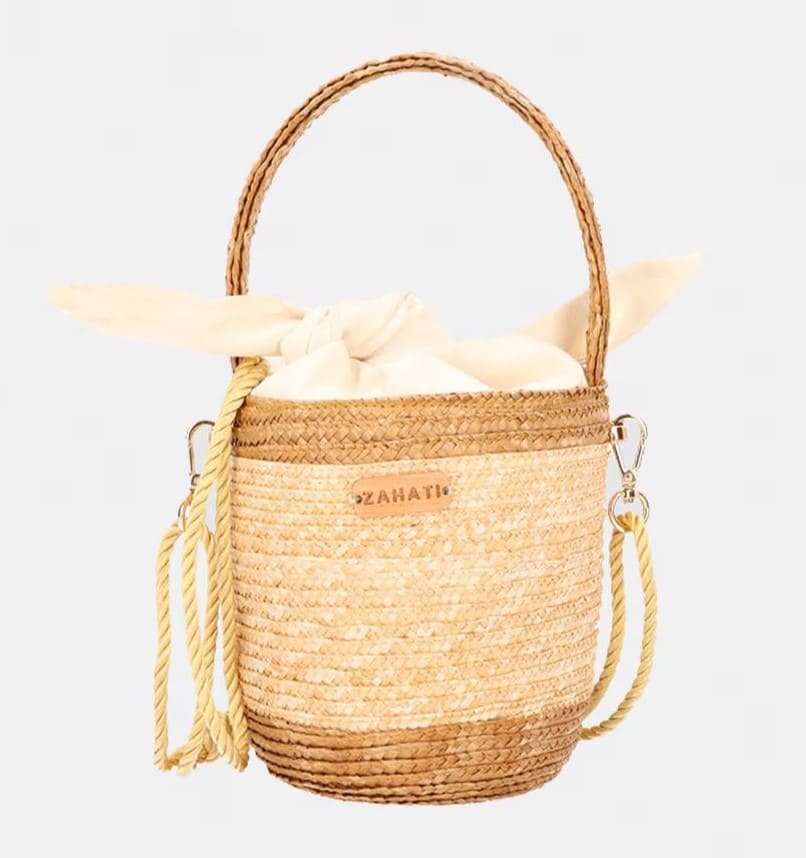 Bolso cubo Josephine de paja Zahatí