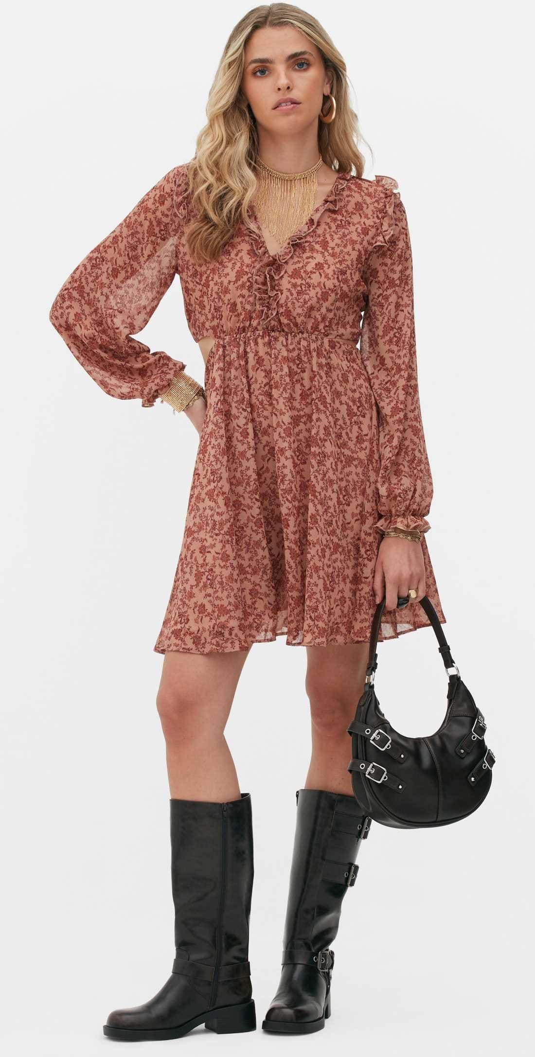 Vestido corto de gasa con manga larga de Rita Ora de Primark