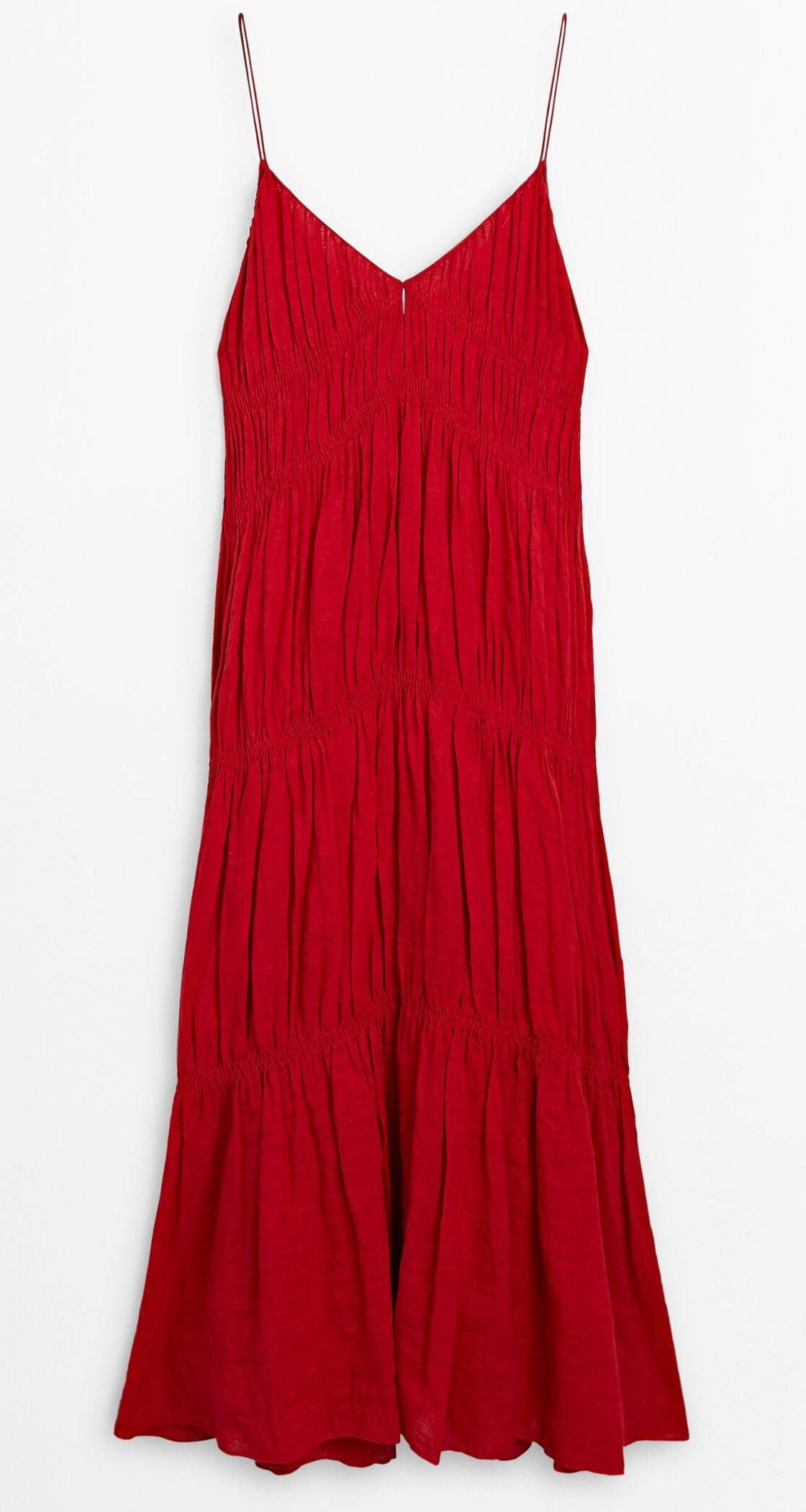 Vestido tirantes detalle frunces de Massimo Dutti