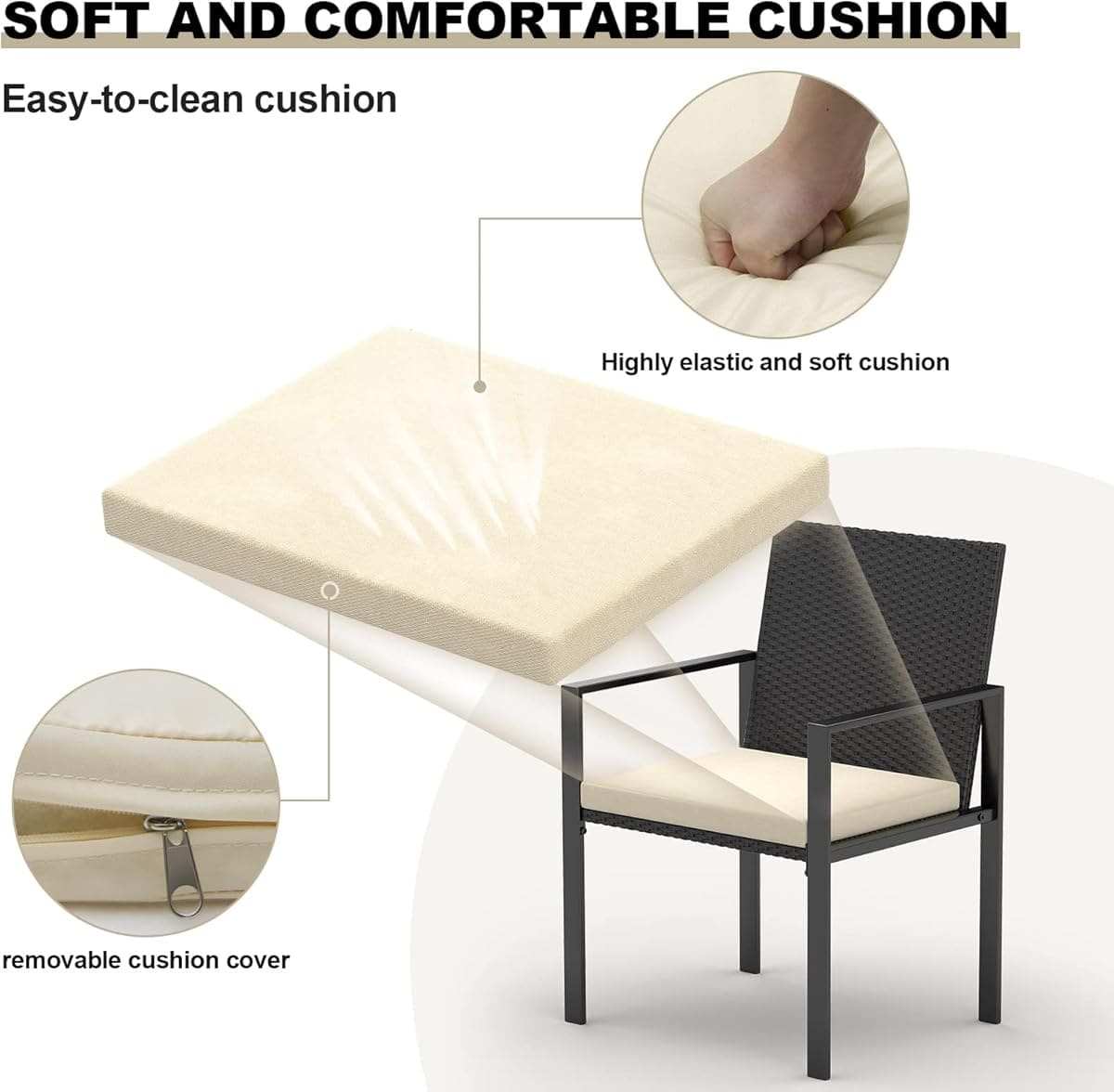 El juego de muebles de jardín de ratán de color negro bigzzia en Amazon