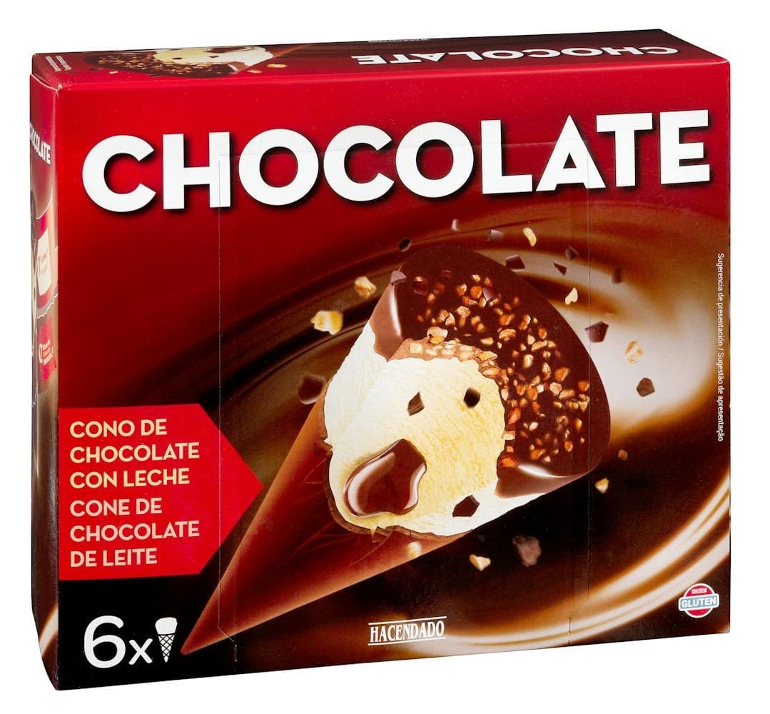 Helado cucurucho de chocolate