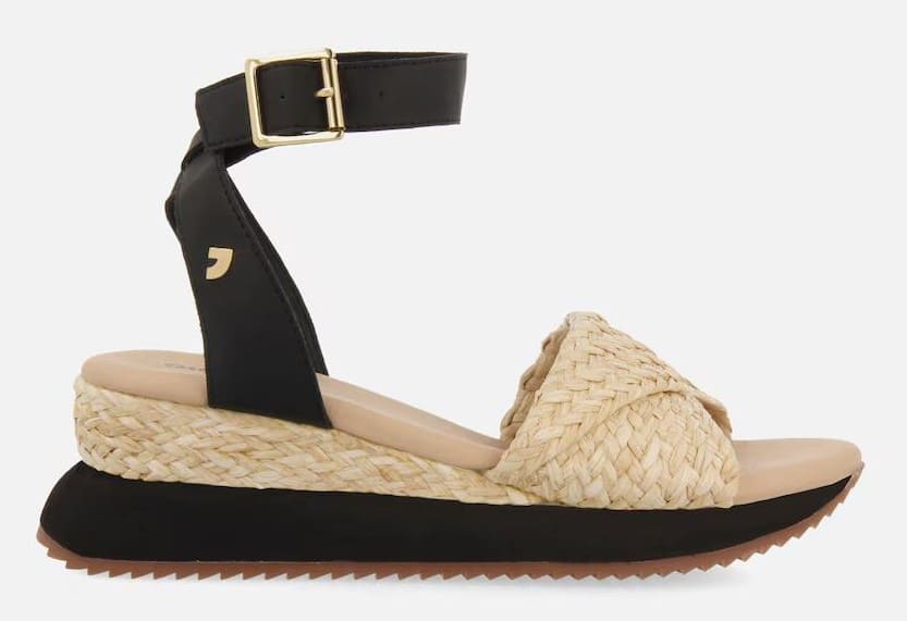 Sandalias de cuña con pala trenzada de yute y hebilla ajustable