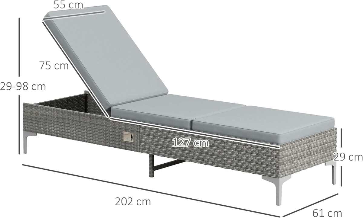 Outsunny Tumbona de Ratán Reclinable de Amazon