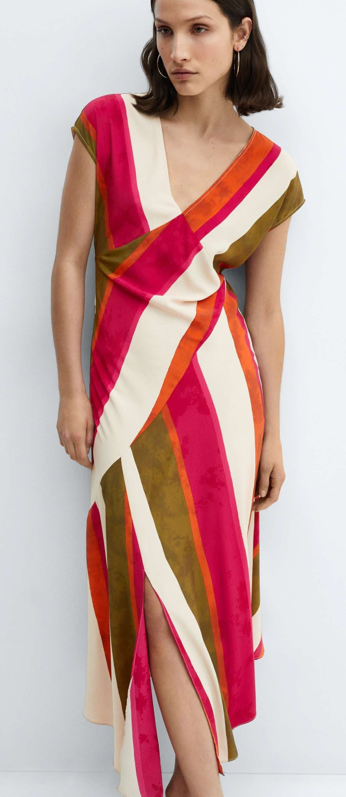 Vestido rayas abertura de Mango