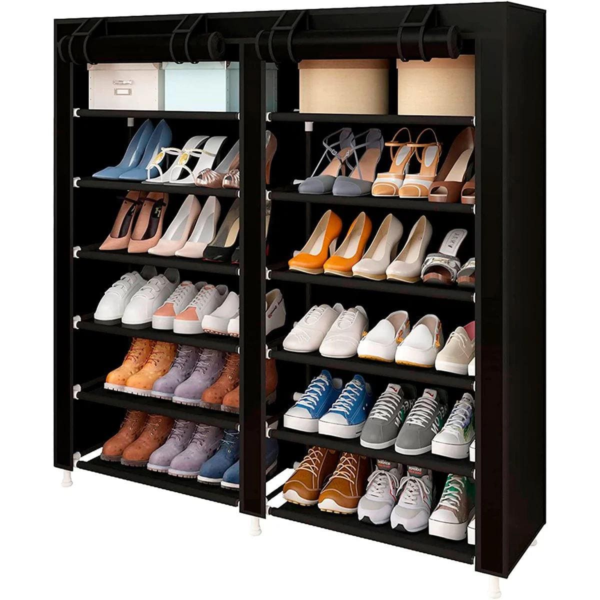 Armario zapatero de tela con puertas