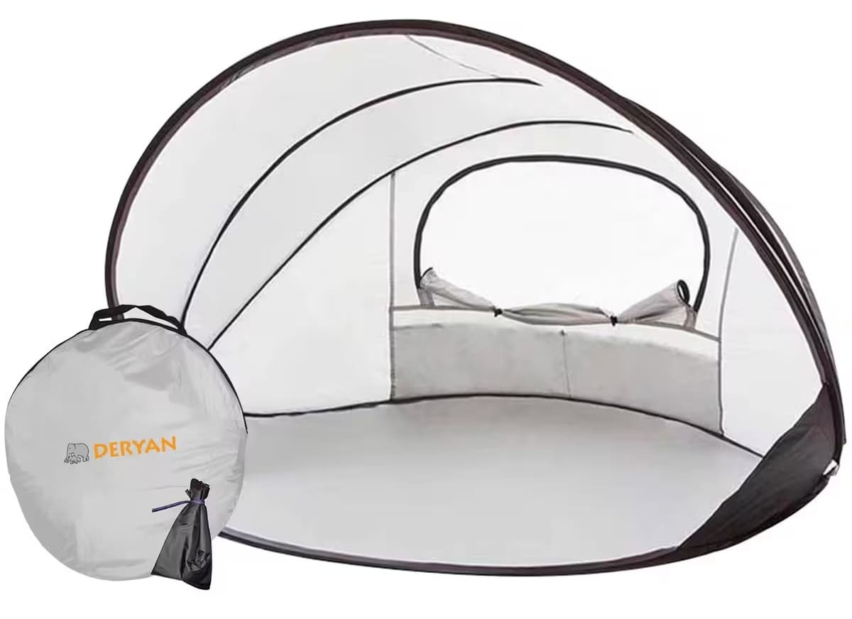 El refugio de playa XXL Luxe Pop Up en color plata de Deryan en Decathlon