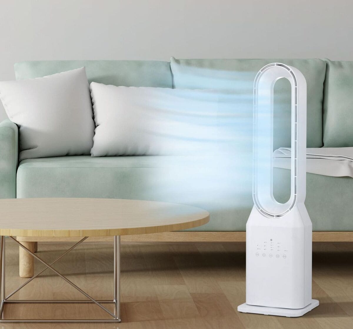 El ventilador de torre sin aspas con tres velocidades y oscilación automática de Carrefour