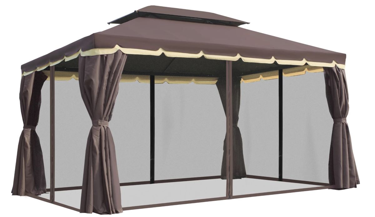 Cenador con doble techo y cuatro cortinas Outsunny de Leroy Merlin