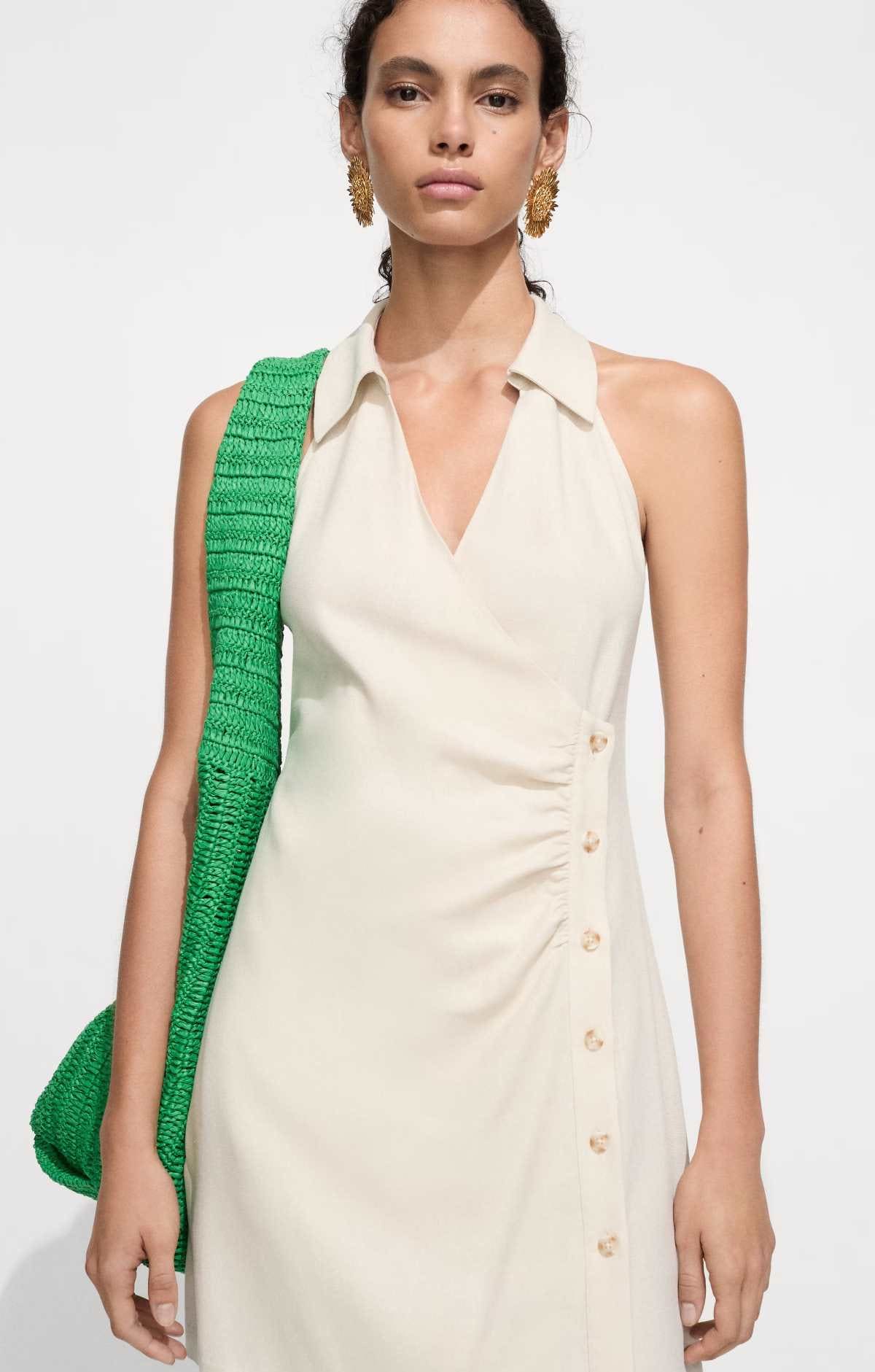 Vestido camisero cruzado de Mango