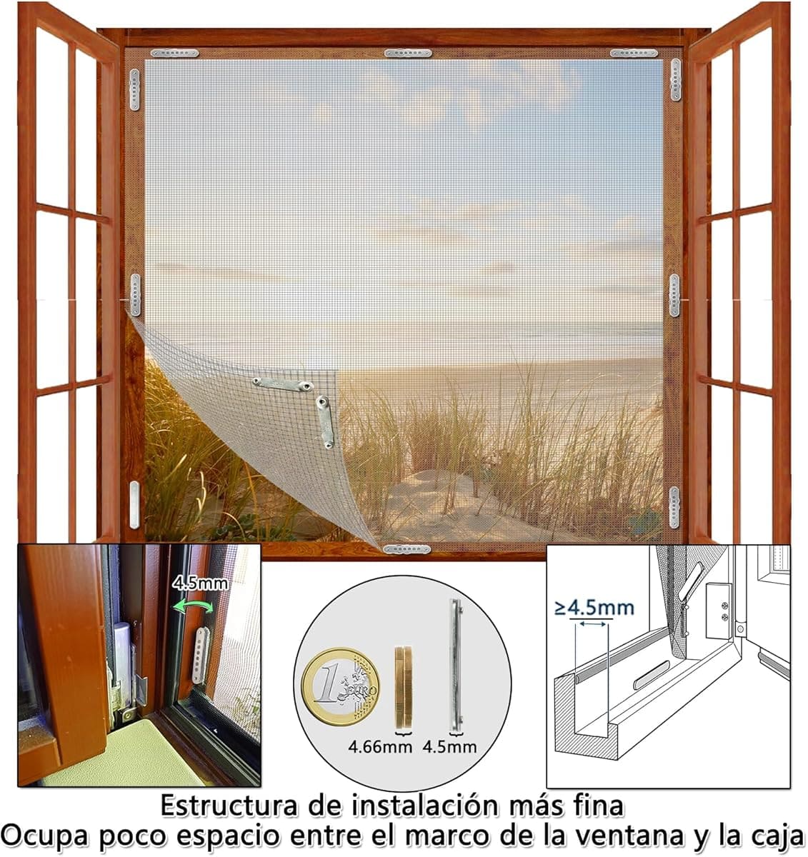 Las mosquiteras de ventanas magnéticas ajustables de malla BKSAI en Amazon