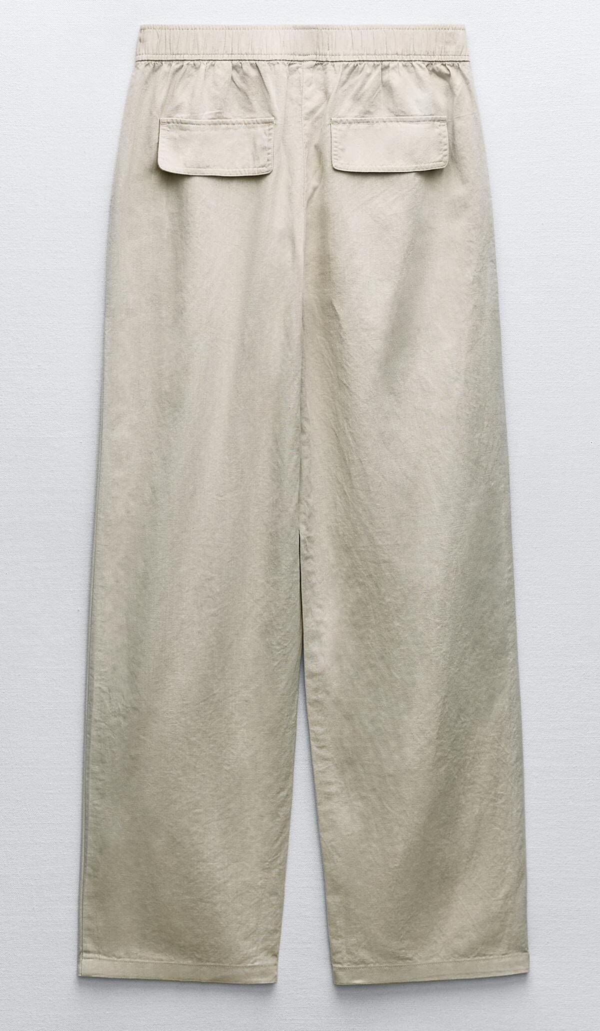 El pantalón ancho con lino de color arena de Zara