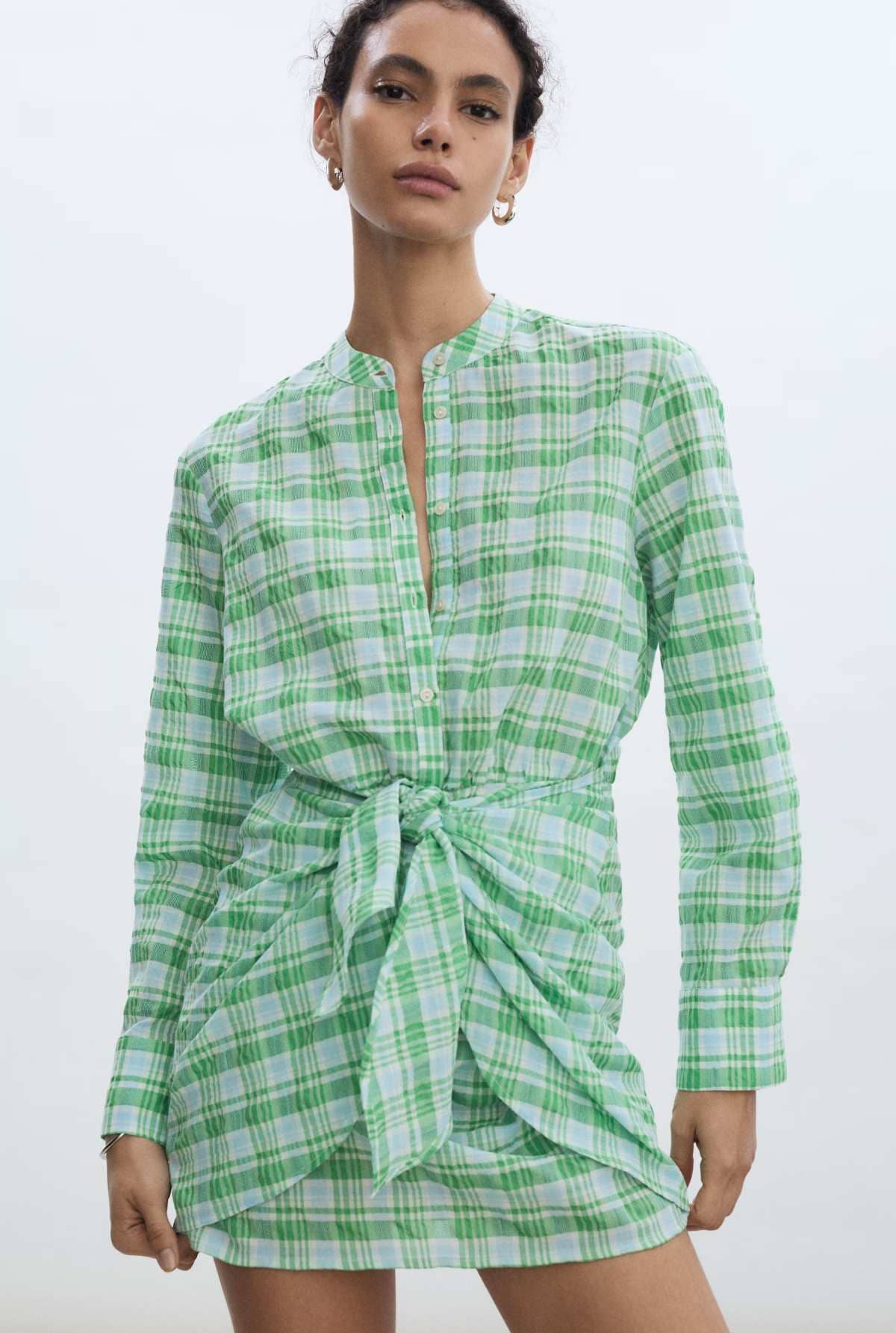 Vestido lazo cuadros de Mango