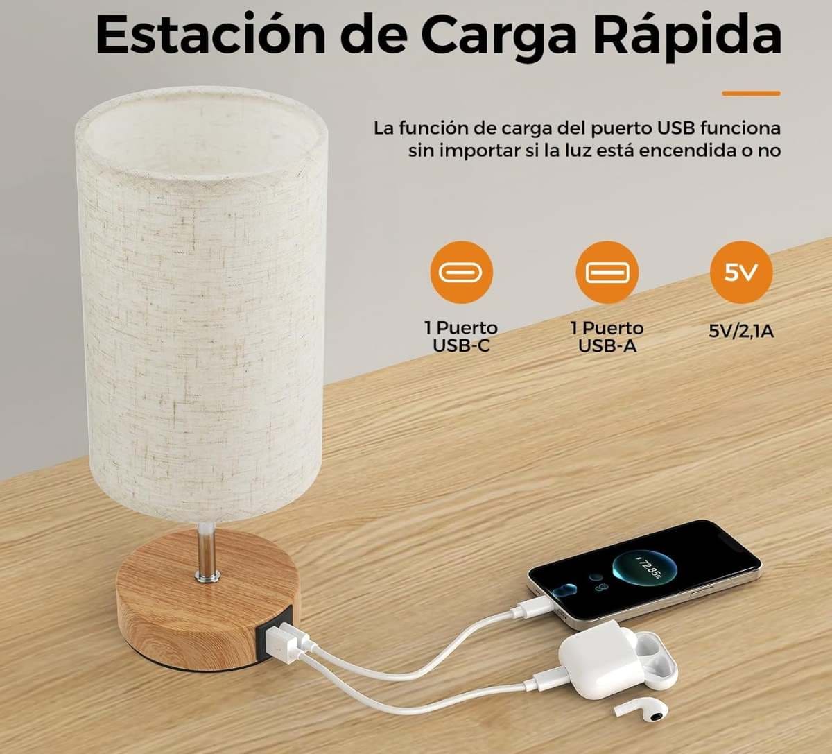 Suright Lámparas de Mesita de Noche Táctil Regulable de Amazon