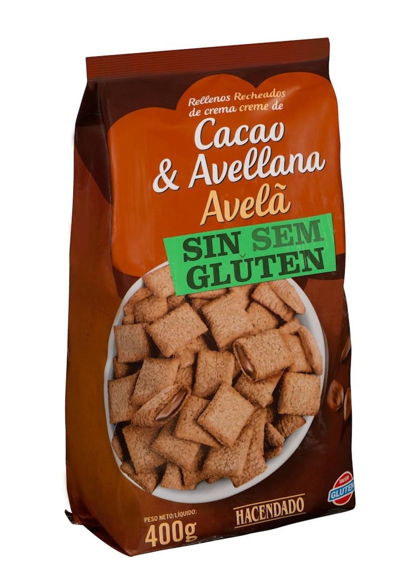 Cereales rellenos de crema de cacao y avellana