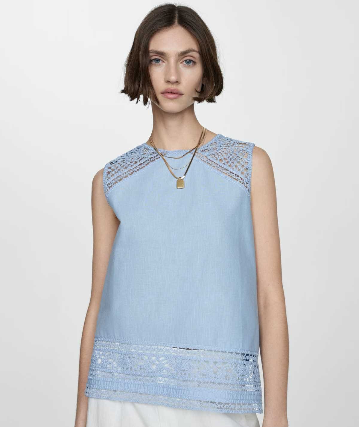 Top bordado algodón de Mango