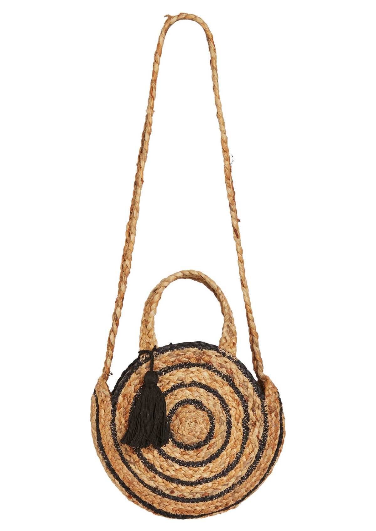 Bolso redondo de yute de Cortefiel