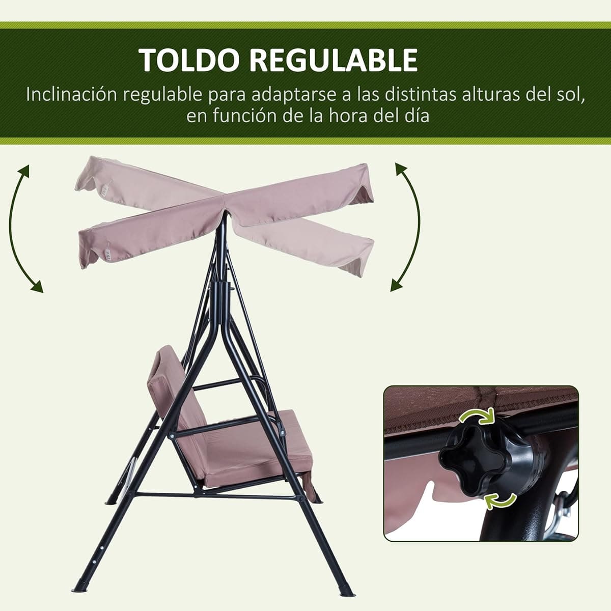 El columpio de jardín de tres plazas con parasol ajustable de Outsunny en Amazon