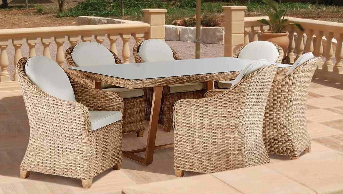 Conjunto de muebles de jardín Medena de aluminio y ratán para 6 comensales de Leroy Merlin