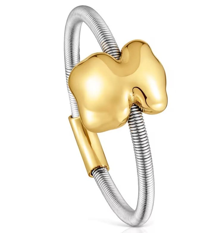 El nuevo anillo de oso pequeño de oro y acero mesh tube de Tous