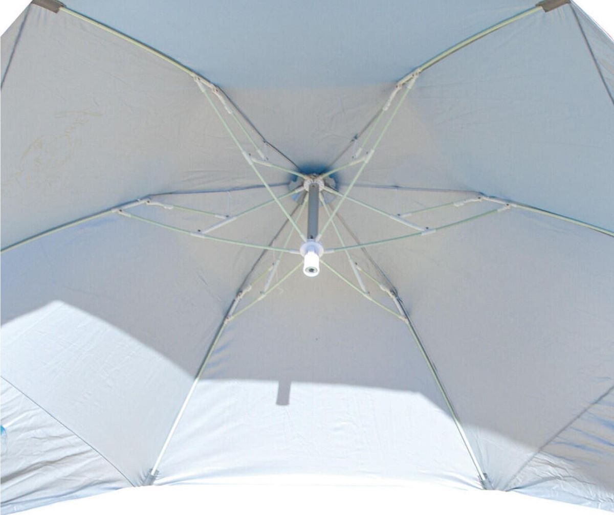 Sombrilla de playa con triple forma Sun&Surf de Decathlon