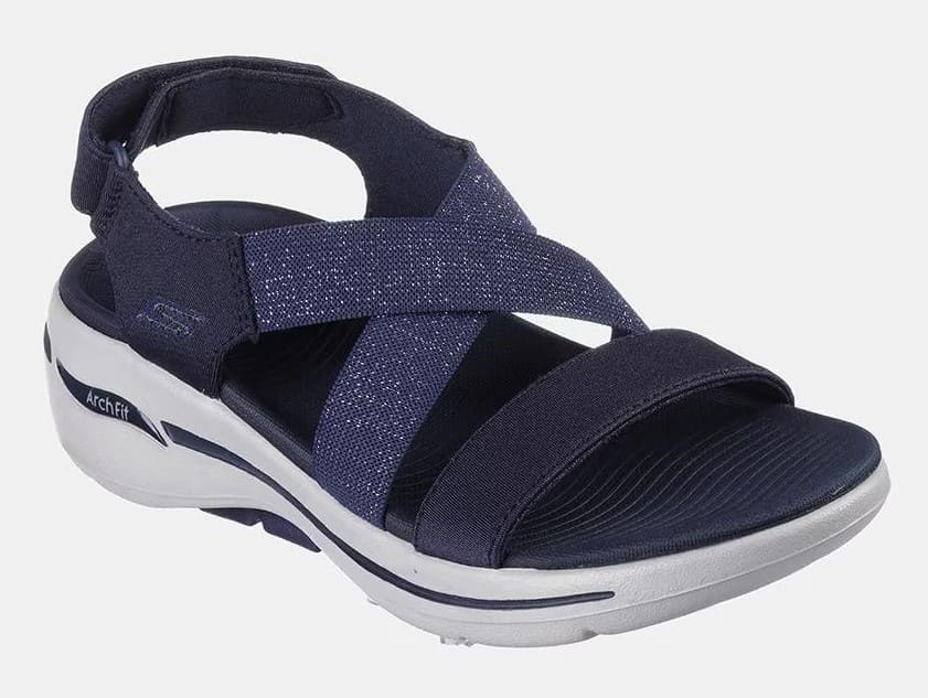 Sandalias GOwalk Arch Fit con tiras cruzadas elásticas Skechers