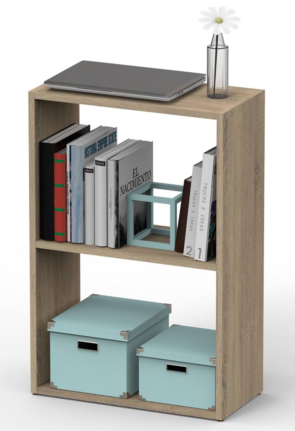 La estantería Eko de roble de Carrefour para combinar con su armario de tres puertas