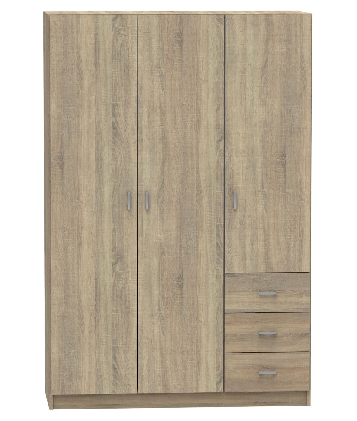 El armario de tres puertas y tres cajones Carrefour Home Milan de roble