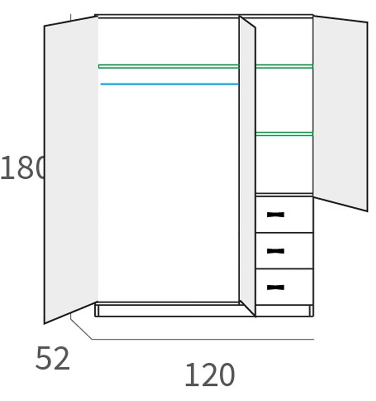 El armario de tres puertas y tres cajones Carrefour Home Milan de roble