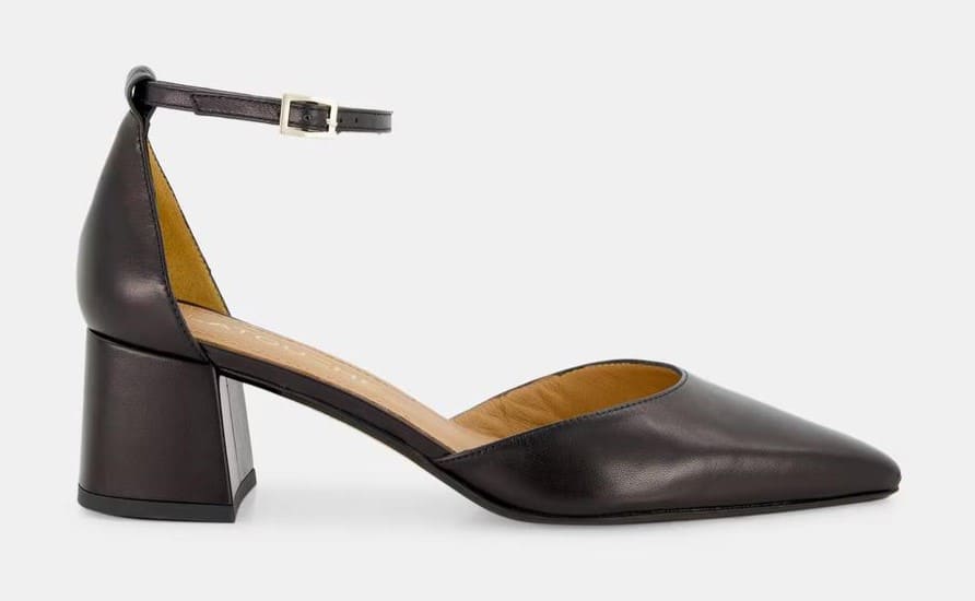 Zapatos de salón en piel con tacón bloque