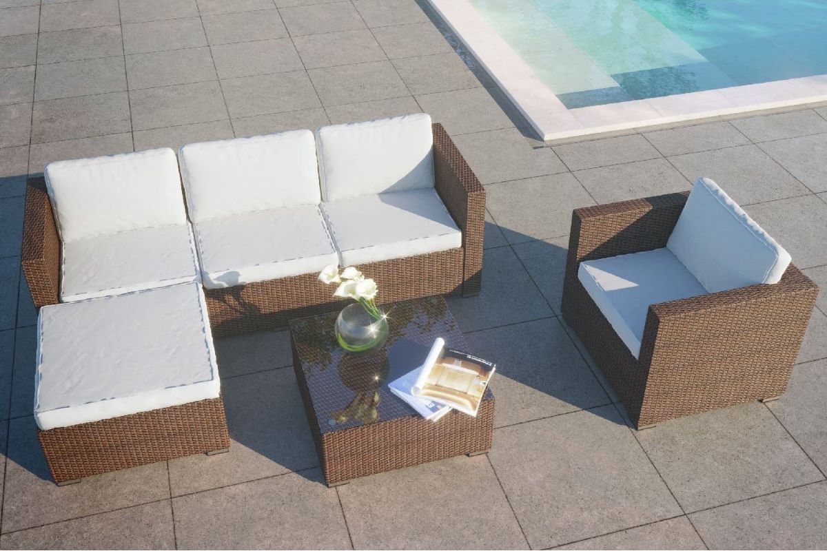 Conjunto de muebles modulares para terraza serie Nevala de Carrefour