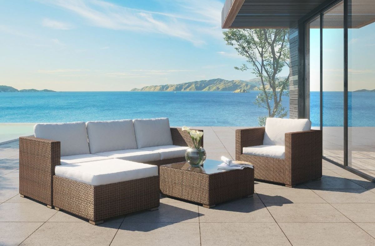 Conjunto de muebles modulares para terraza serie Nevala de Carrefour