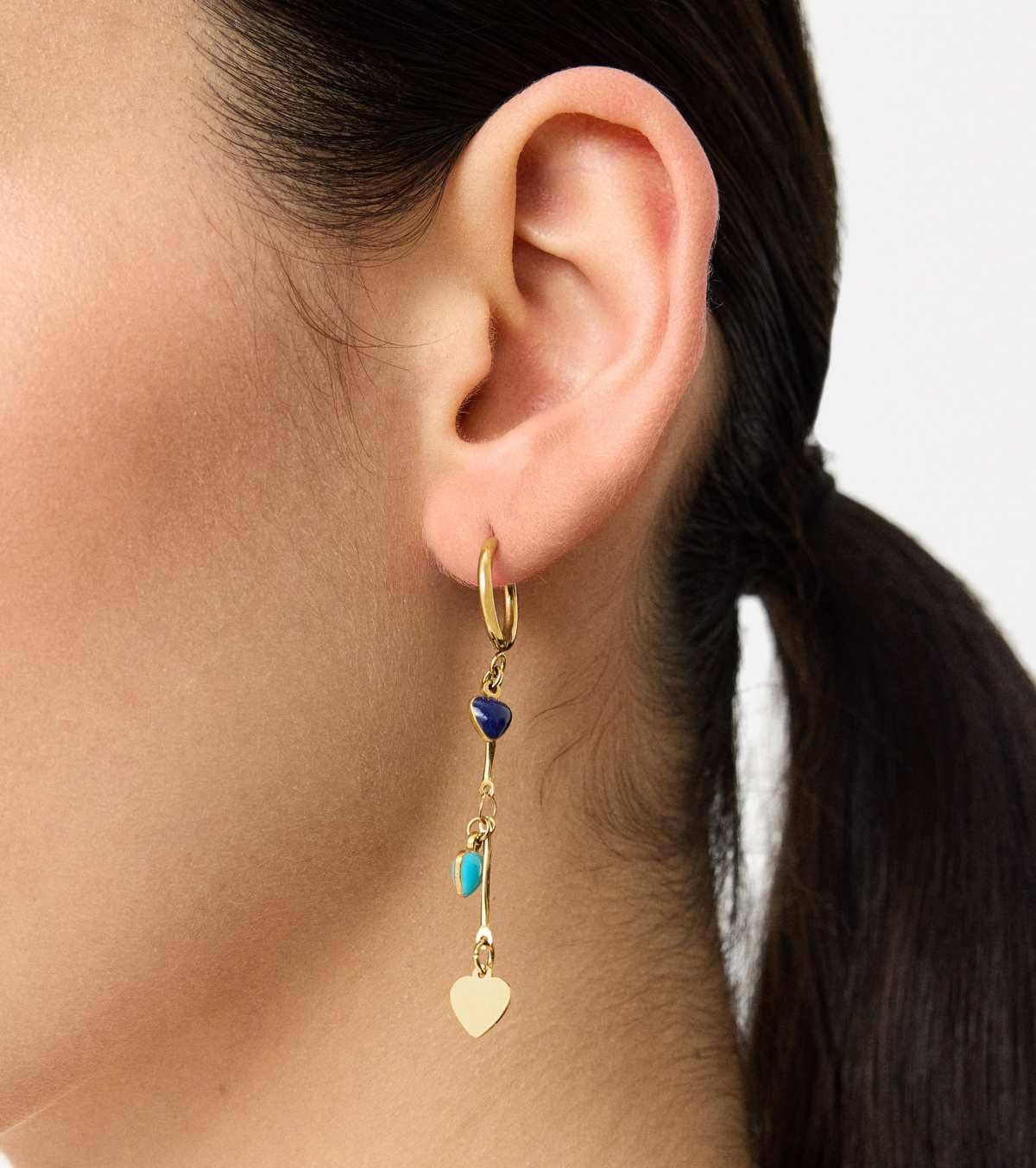 Pendientes largos corazones acero inoxidable de Parfois 