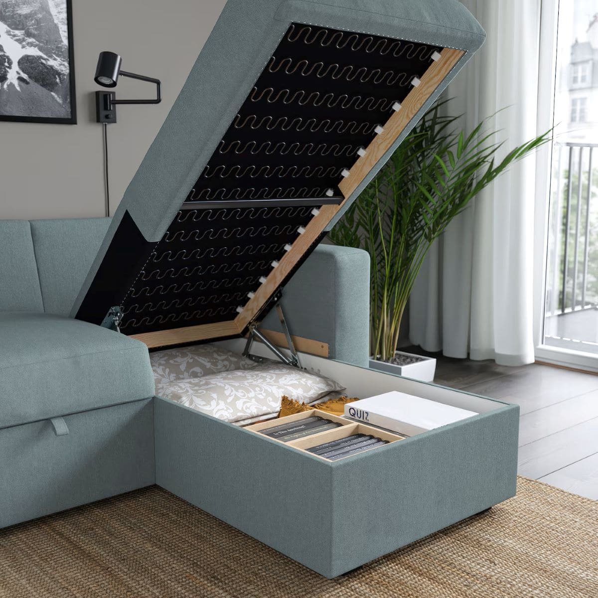 Sofá cama de tres plazas con chaise longue modelo BÅRSLÖV de Ikea