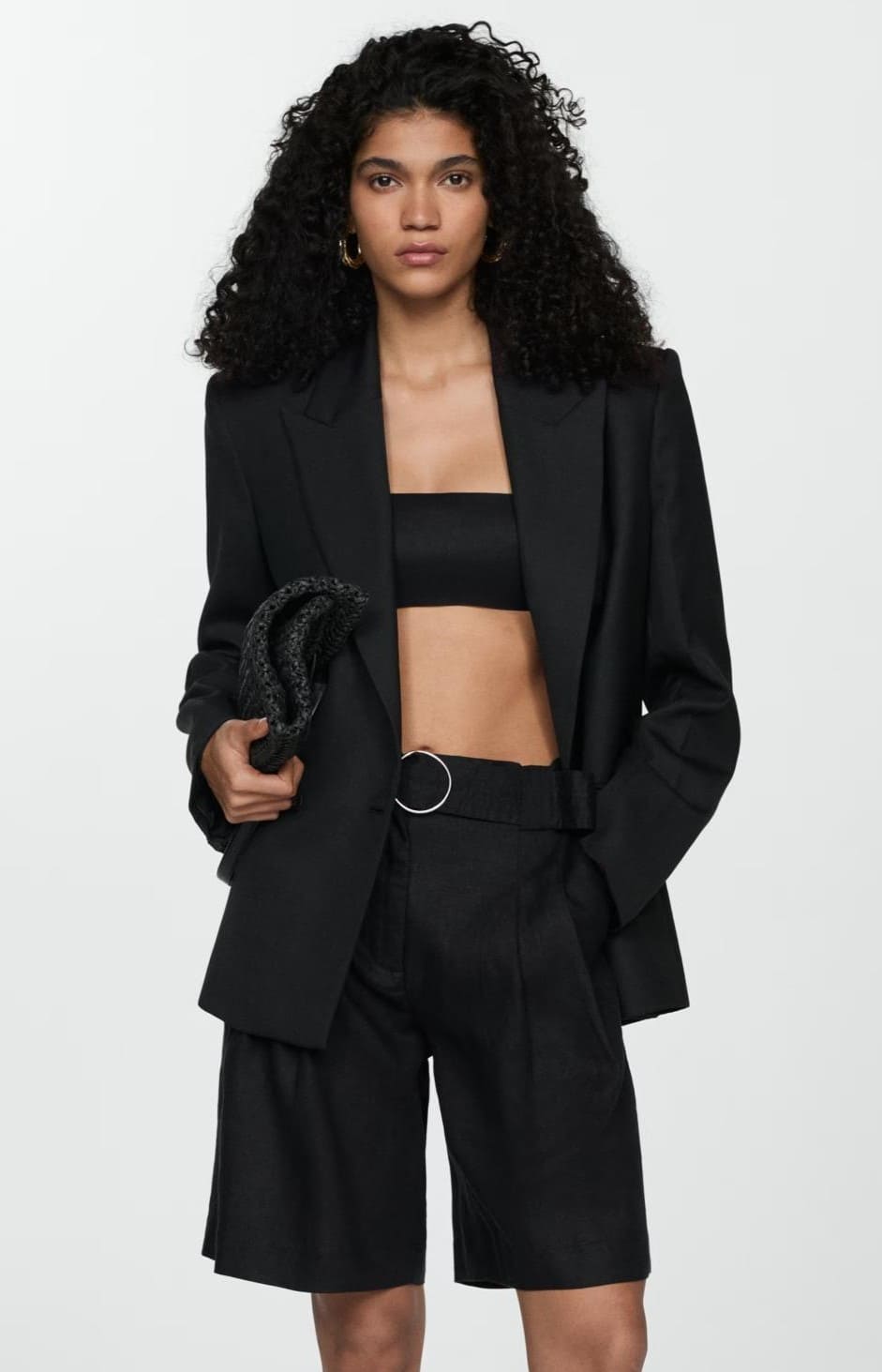 Bermudas 100 lino cinturón de Mango