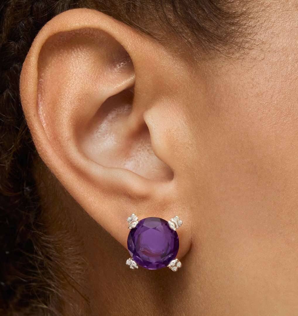 Pendientes corazón de plata y amatista Color Pills de TOUS