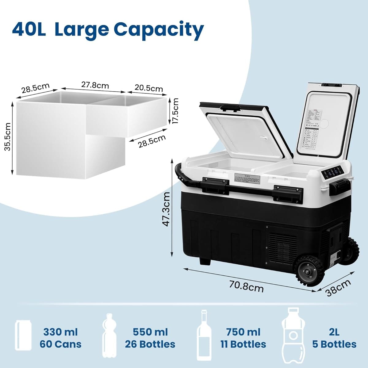 La mini nevera portátil eléctrica para coche de 40 litros WOLTU en Amazon
