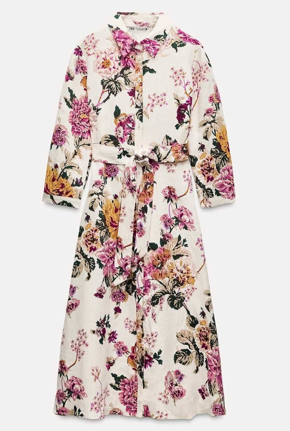 Vestido camisero lino 100 zw collection de Zara