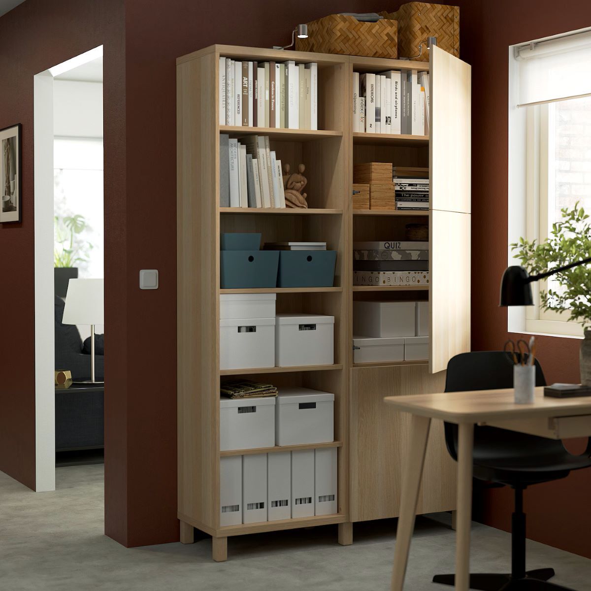 Mueble de salón con estantería de la serie BESTÅ de Ikea