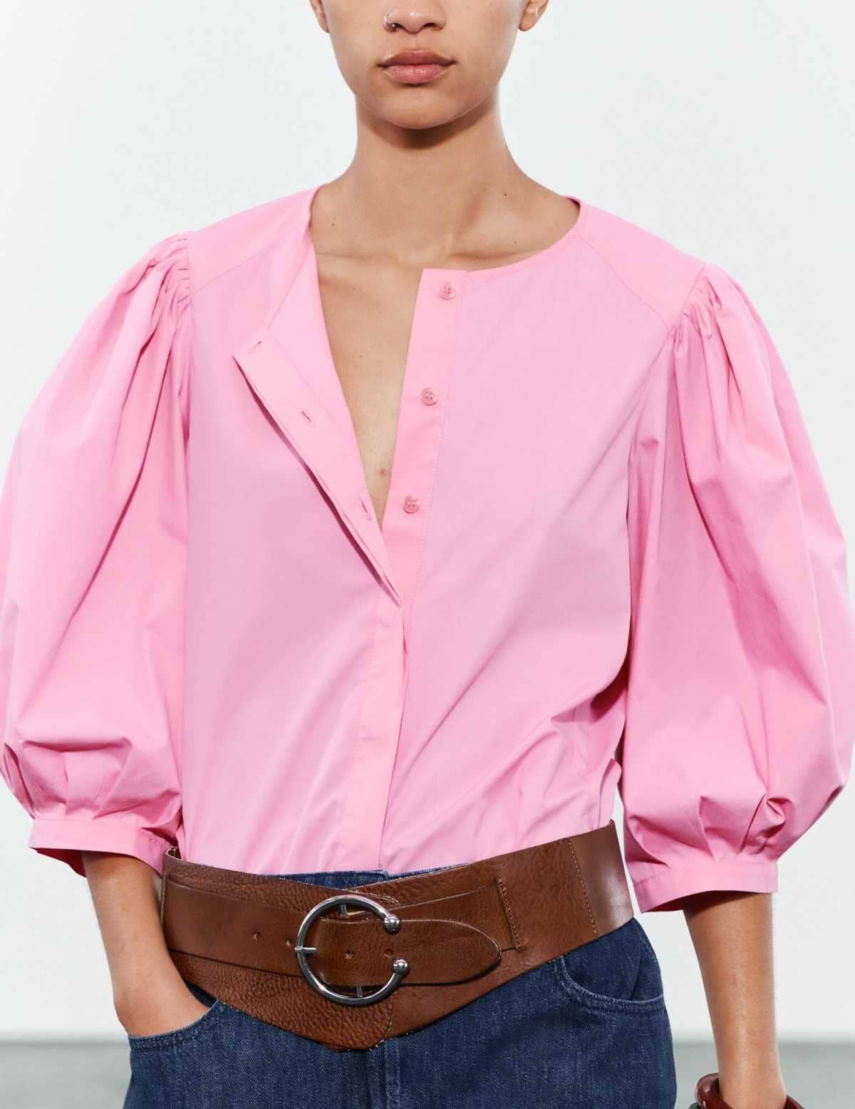 Blusa manga abullonada ZW Collection de Zara